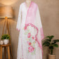 White & Pink Embroidered Kurta Set