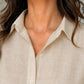 Beige Linen Co-Ord Set for Women | Relaxed Fit Shirt & Wide Leg Pants