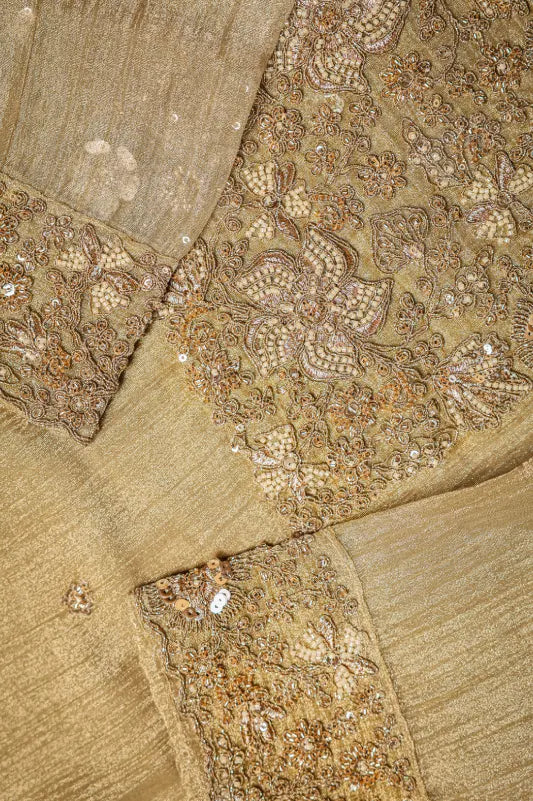 Beige Embroidered Suit Set for Women