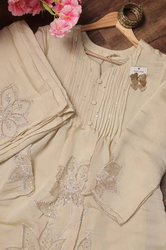 Ivory Embroidered Co-ord Set for Women