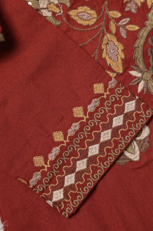 Maroon Floral Embroidered Suit Set