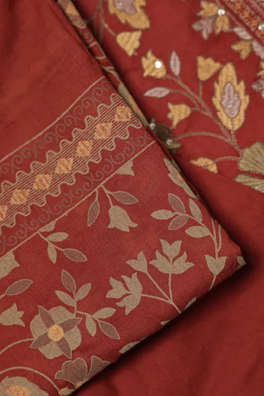 Maroon Floral Embroidered Suit Set